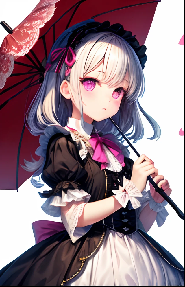 girl with、No background、without background、Background through、Twin-tailed、Two knots、Eyes are hearts、Pink eyes、Pink eyes、heart mark、bow ribbon、Sun umbrella、Have a parasol、umbrellas、ta clothes、loliashion、frilld、kawaii、