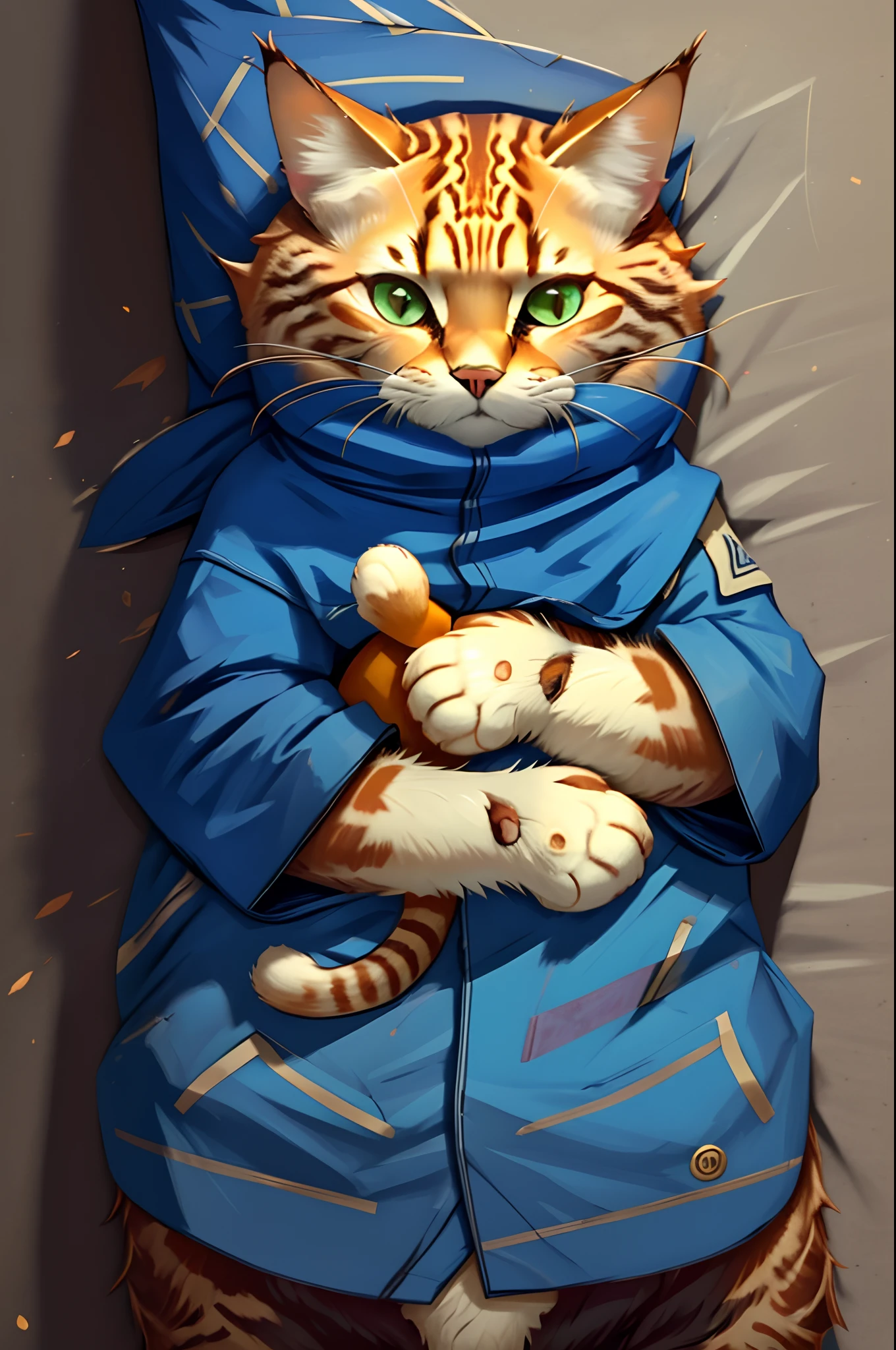 Gato escaminha se lambendo em cima da cama