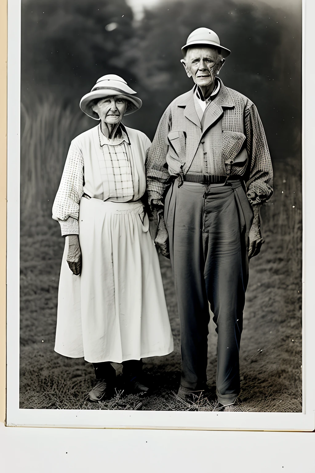 Create images of old farmers with their families from the 1920s