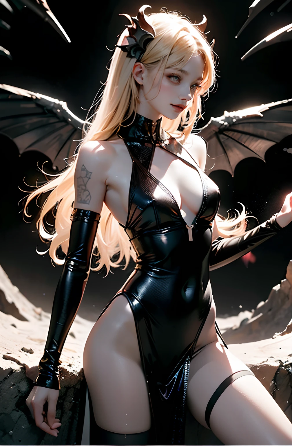 Woman, demoness, full height, very beautiful, long hair, smooth clean, white skin. Burning - photorealistic, cinematic painting, high detail, dynamic expressive image, detailed skin texture, graceful figure, sexy girlfriend of Lucifer, tattoos, a dark angel of the underworld, otherworldly dark image, another world, vampire chronicles Brian Lumley, Gustave Dore, Dante Alighieri's Divine Inferno, Italian Renaissance, great art. Magic and cyberpunk mixed together. Warm range of colors, contrasting light with cold side lighting, expressing volume and shape, high-quality 3D visualization, render, masterpiece. highest quality, skull bone background, horror style, darkened, grainy, hazy.
Background environment; The Underworld - Hell, the River Styx, Souls of Dead Sinners, gorges with hot magma, red light, in a dark grotto, Darkness)!. Studio light, side light, the contrast of cold shadows, and warm golden light. Behind the character are the bodies of the dead, dark dust, sulfur, and whirlwinds of dead souls.
4K | Ultra HD | Full HD, cinematic rendering, 3D visualization - a masterpiece, TOP computer graphics ART. 8K full body rendering unity.