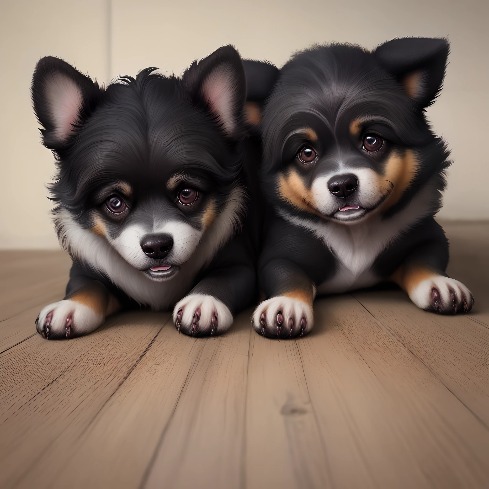 Cachorra shitzu de pelos cor branca e preta, rostinho com um olho preto e o outro branco