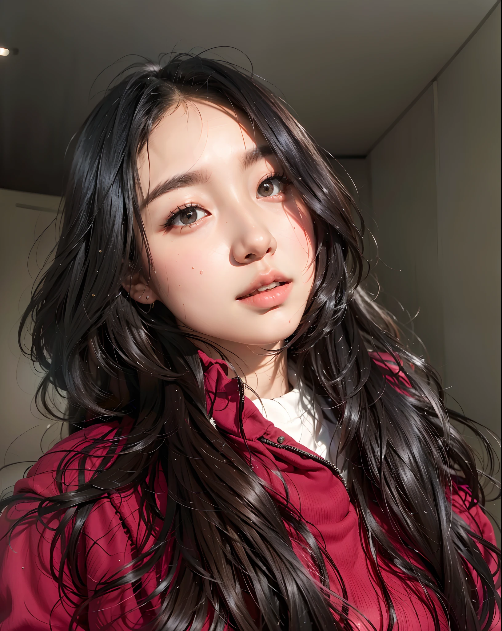 Close-up of long-haired woman sitting at table, Bae Xiuzhi, Nam Jae Hwa, jinyoung shin, 19 year old girl, Cui Xianhua, korean girl, 22 years old, Dilireba, 18 years old, Beautiful Korean woman, 21 years old, Young cute asian face