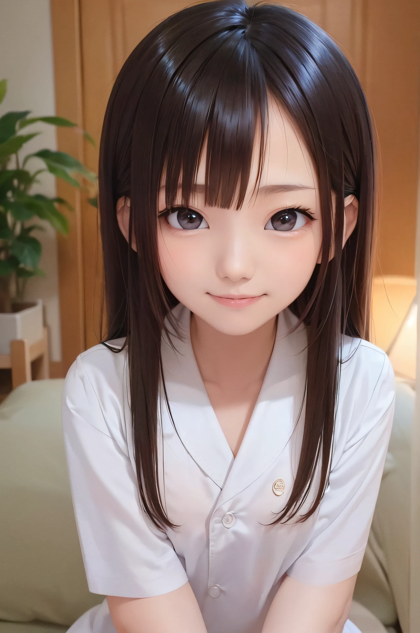 Highest quality, RAW Photos, Realistic, face, Incredibly ridiculously beautiful girl, cute, Long Hair, Depth of written boundary, High resolution, 超detailed, detailed, Very detaileded, extremely detaileded eye and face, Sharp pupils, Realistic students, Sharp focus, Cinema Lighting, flat breasts, small breasts, small,( small bust: 1.2), small bust, (slim, small, flat, small), thin, Delicate and sexy collarbone, (shirt:1.2), (Lifting shirt to show off a small white bra:1.5)))、