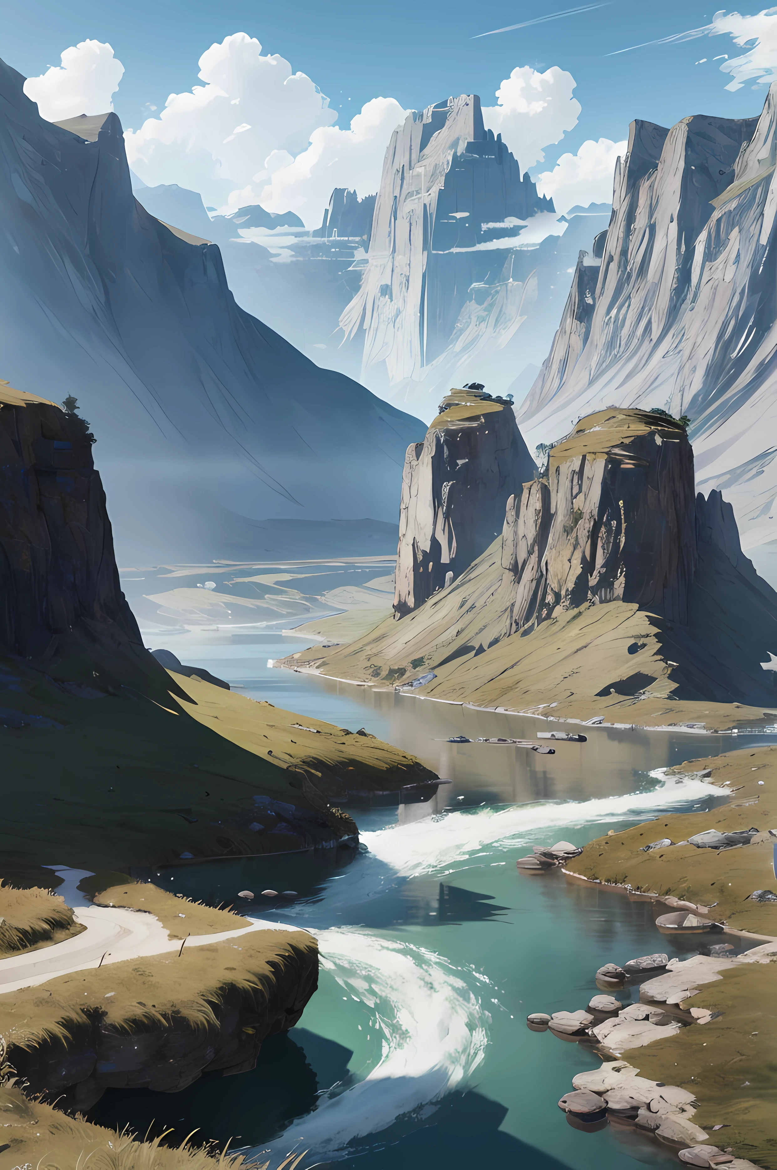 there is a mountain with a river running through it, unreal engine 5 environment, unreal engine 5 highly rendered, unreal engine 5 hdr, hdr render in unreal engine 5, unreal engine 5 4 k uhd image, unreal engine 5 quality render, unreal engine 5 renderered, unreal engine 5 rendered, rendered in cryengine, unreal engine 5 8 k rendering