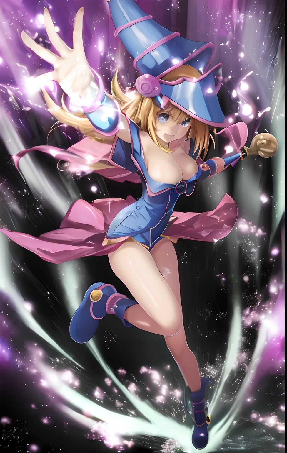 una imagen de dibujos animados de una mujer vestida con un disfraz de bruja, Mago Negro, Hermosa chica maga oscura, Maga oscura de Yu-Gi-Oh, Maga femenina!, Hechicera bonita, coqueto anime bruja casting magia, Hermoso Mago Celestial, hechicera, mago, Una hermosa hechicera, Maga femenina, Hermosa hechicera