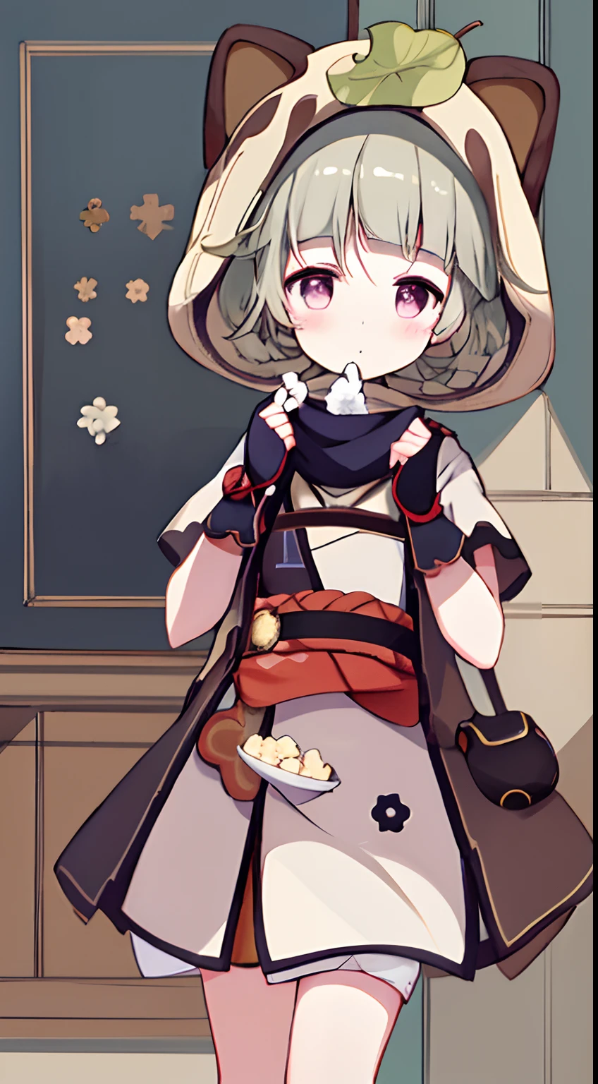 best qualtiy,(kawaii:1.1),(adolable),(A high resolution:1.2),cute female child,He had rice balls in his mouth