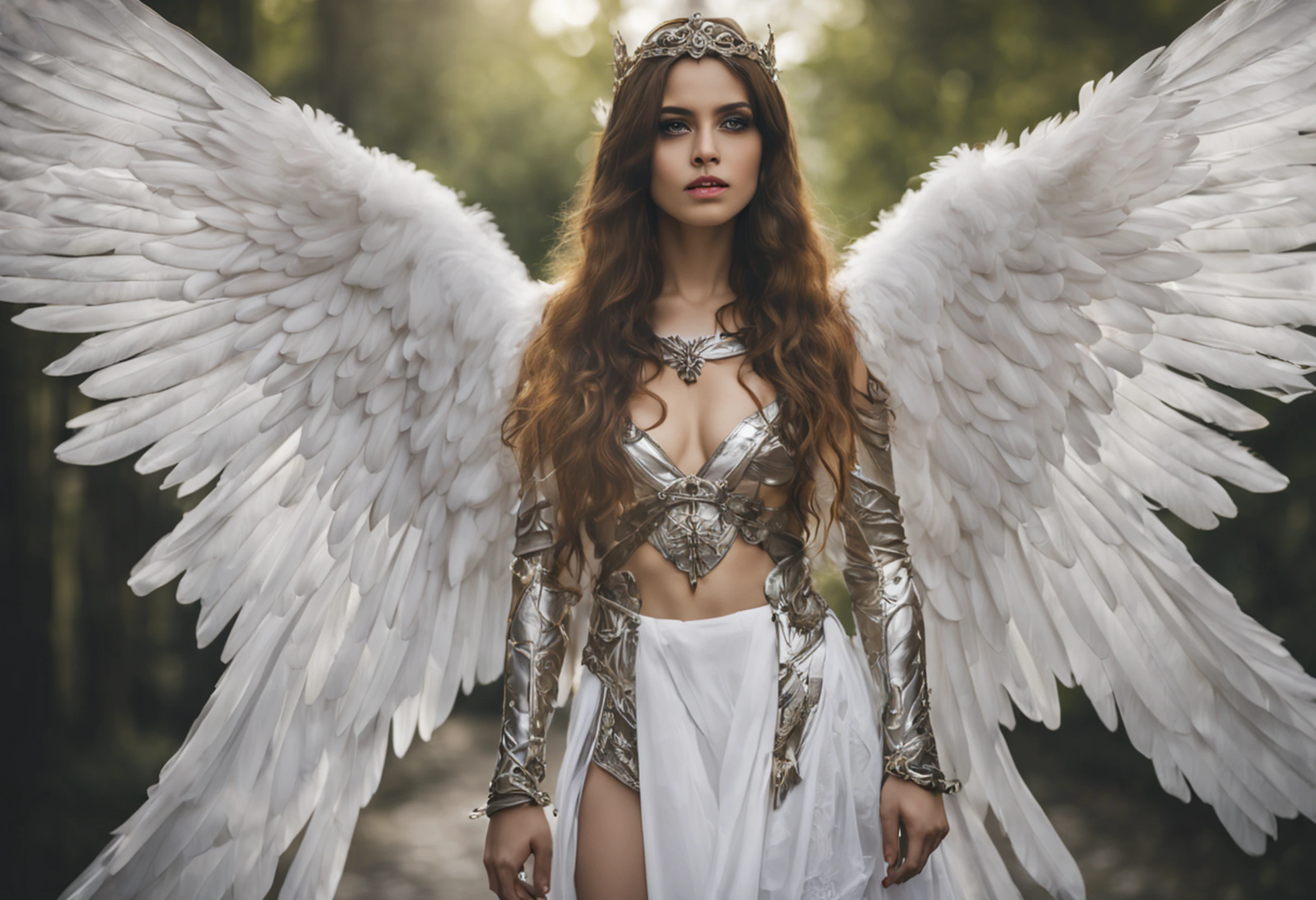 There's a woman with wings posing for a picture, menina bonita do anjo do ciborgue, epic angel wings, angel in plastic armor, Anjo majestoso de corpo inteiro, as a mystical valkyrie, anjo bonito, menina do cavaleiro do anjo, anjo feminino bonito, Asas angelicais nas costas, de uma menina anjo bonita, angel knight gothic girl, anjo bonito, Gorgeous Role Play