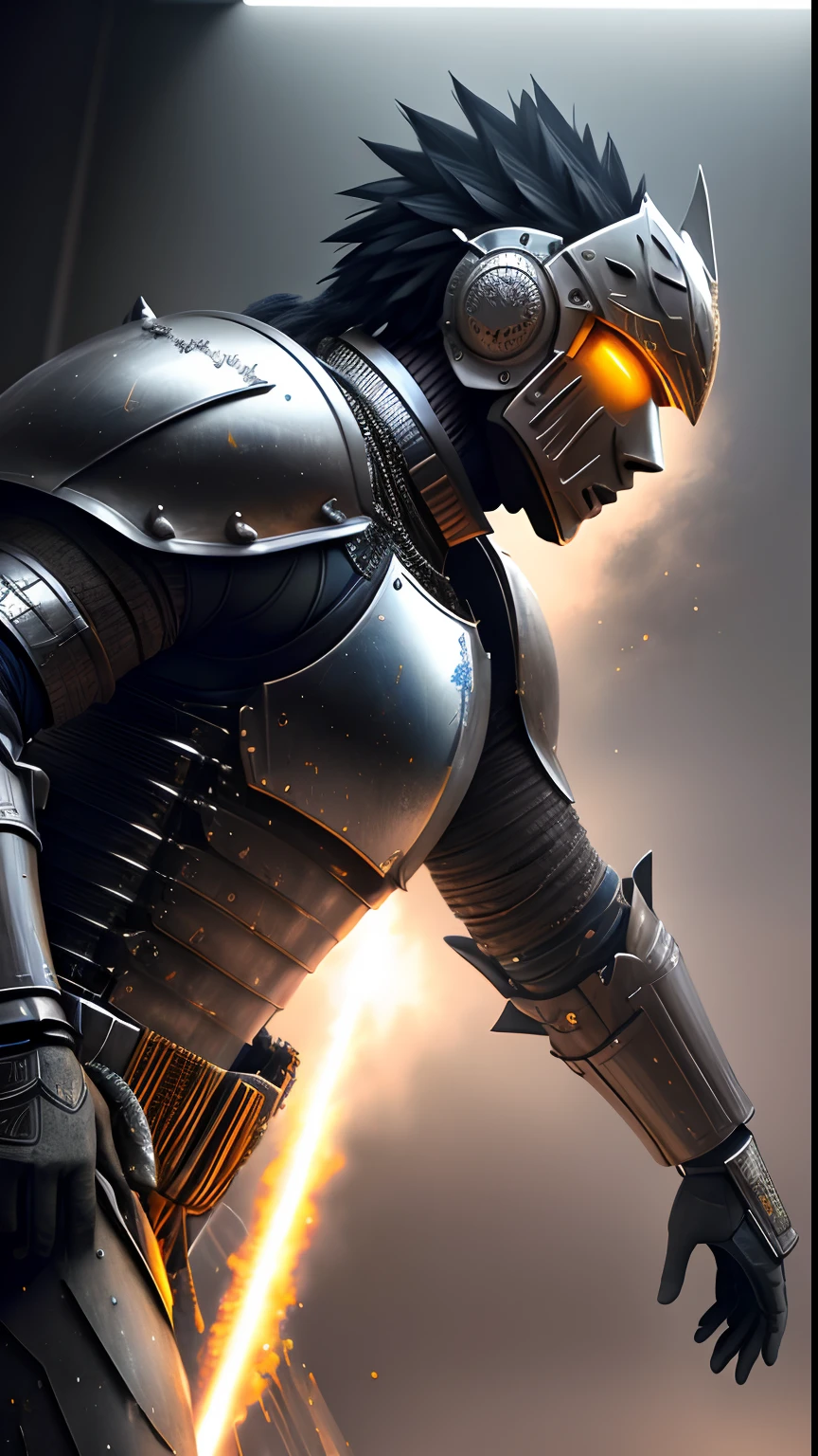 Animalrizz ((Todsakan)) 10, masterpiece, highres, Absurd,photorealistic portrait, Parley_armature, Todsakan in Armor ,Wear Parley_armature, Massive futuristic armor, running, move, Rocket propulsion,((from the side))