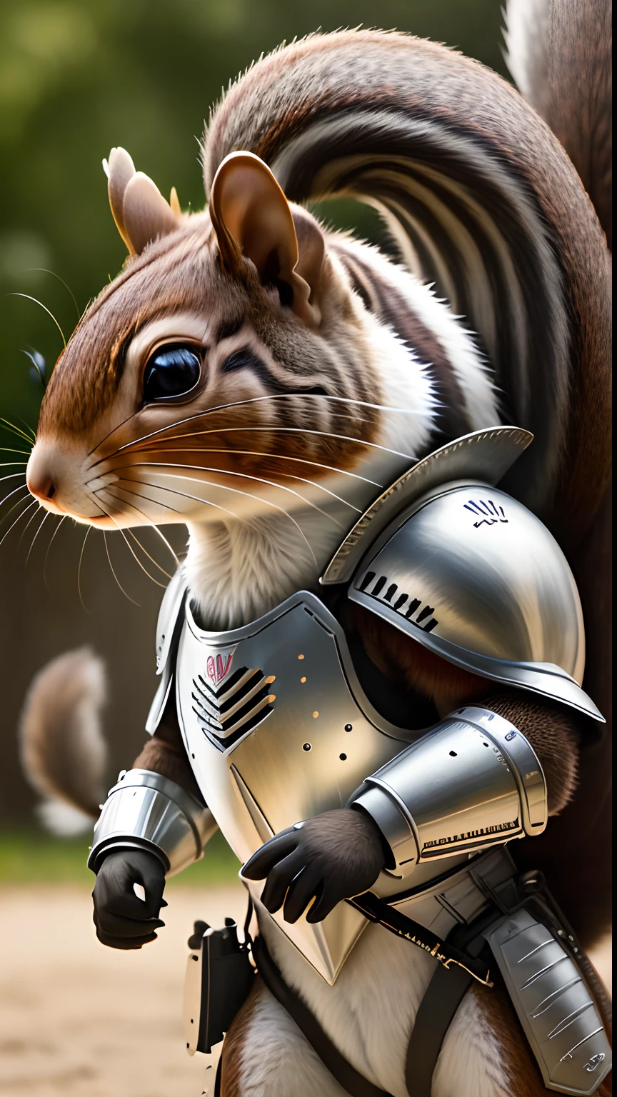 Animalrizz ((squirrel)) 10, masterpiece, highres, Absurd,photorealistic portrait, Parley_armature, Squirrels in armor ,Wear Parley_armature, Massive futuristic armor, running, move, Rocket propulsion,((from the side))
