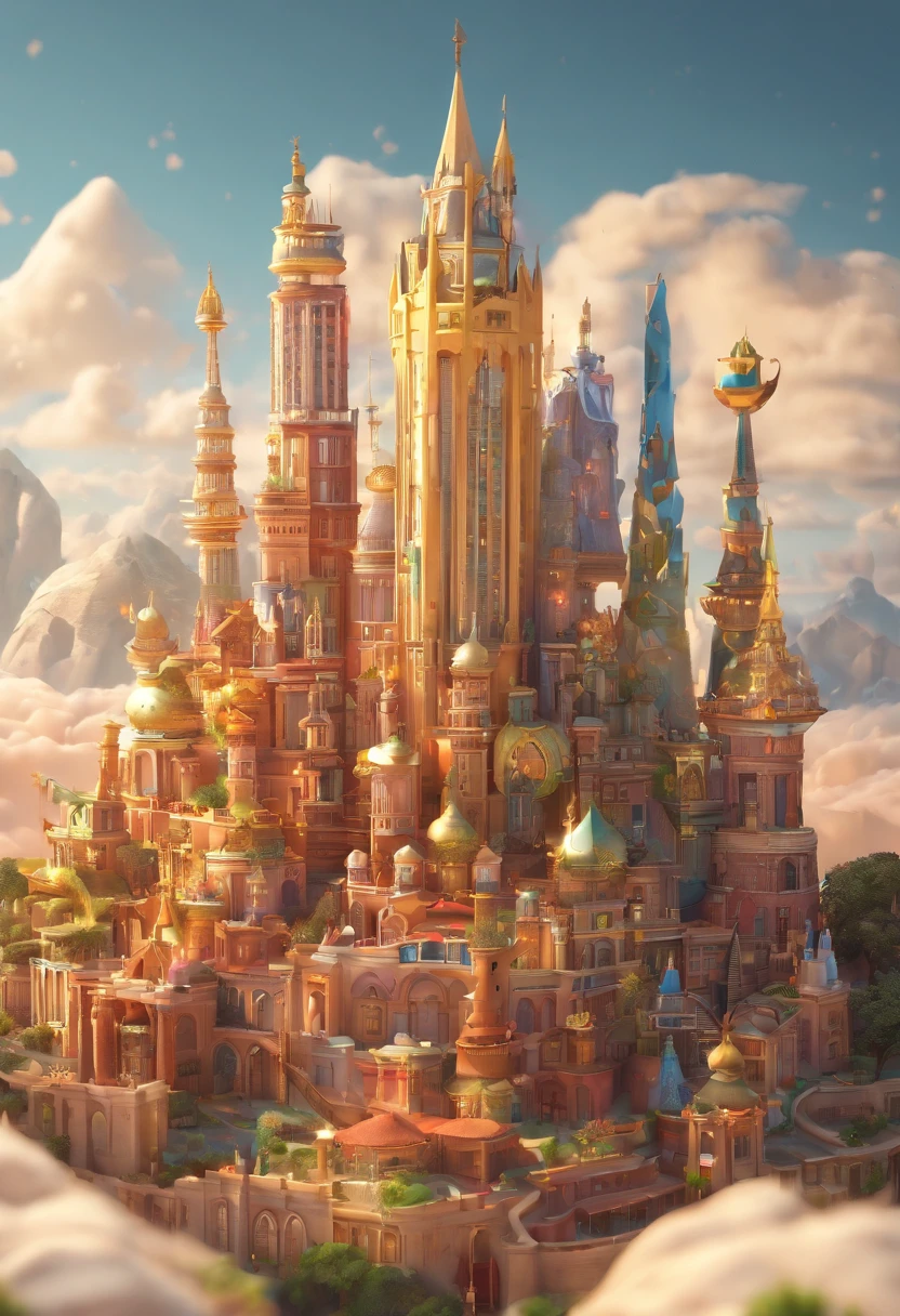 tmasterpiece,Best quality at best,caricaturas,..3d,sandbox,Cities of the sky