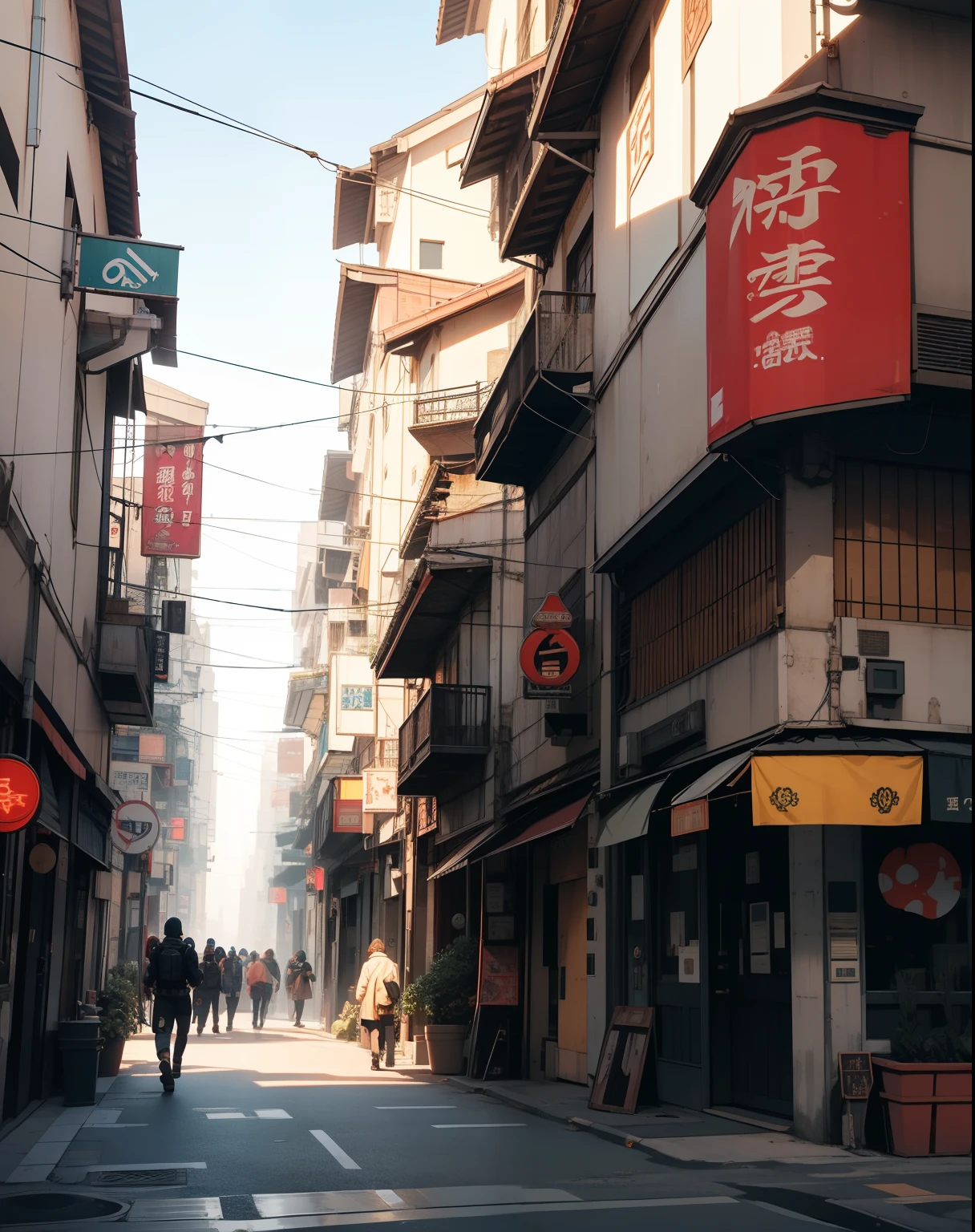 Arte inspirada no estilo de Ryoichi Ikegami,Cyberpunk City from the science fiction film, rua vazia, Noite, Chinoiserie Buildings, loja velha, irregular, placas de circuito, Fios, intrincado, super detalhado, Realistic, hyper realistic, alta qualidade, Melhor, super detalhado, Detalhe louco, Very detailed, fotorrealista, Epic composition, best quality, 32k --v 6