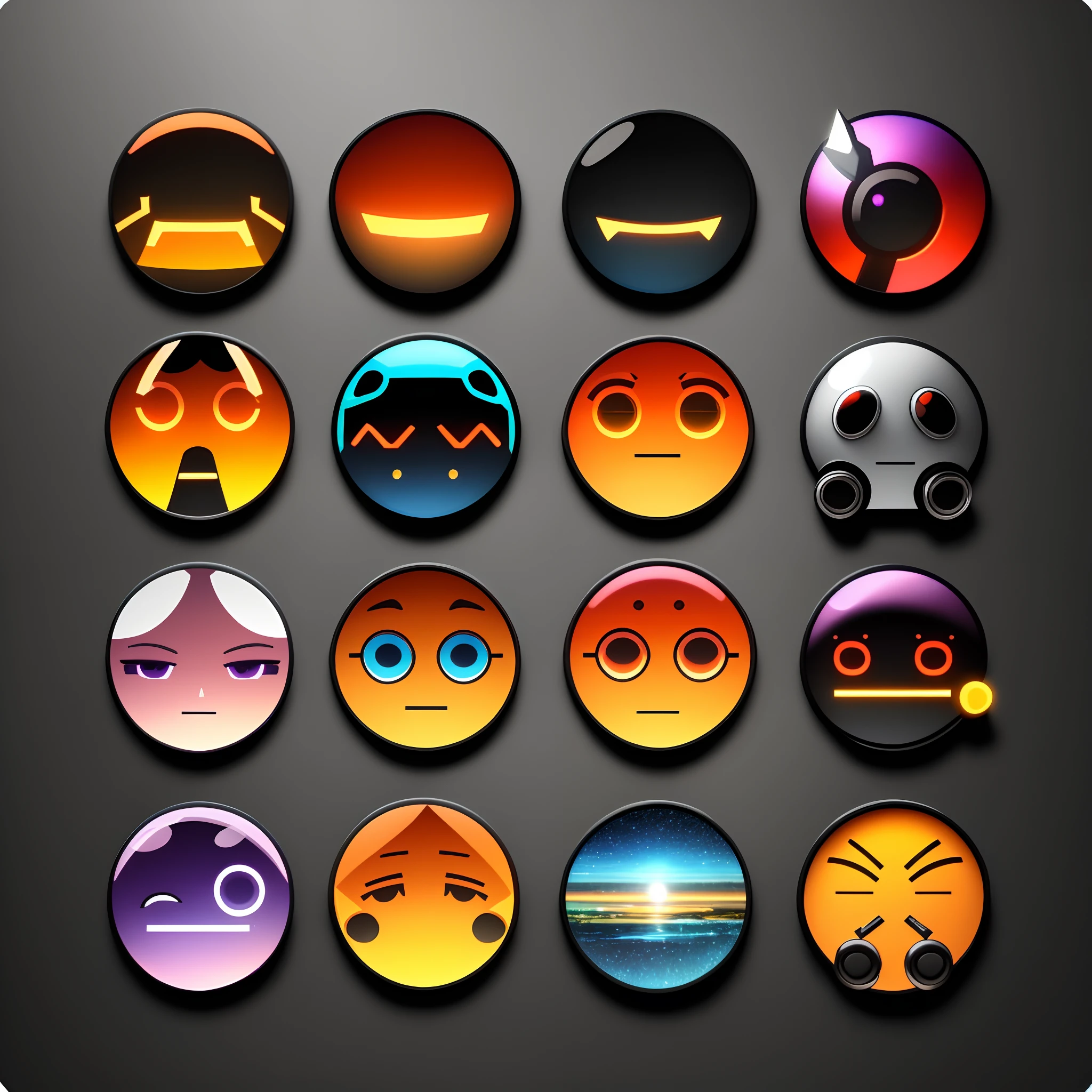 (High picture quality，4K，A high resolution，tmasterpiece:1.2)，super detailing，realisticlying，Physical rendering，Extremely detailed description，professinal，vivd colour，Bokeh，Futuristic emoji robot，