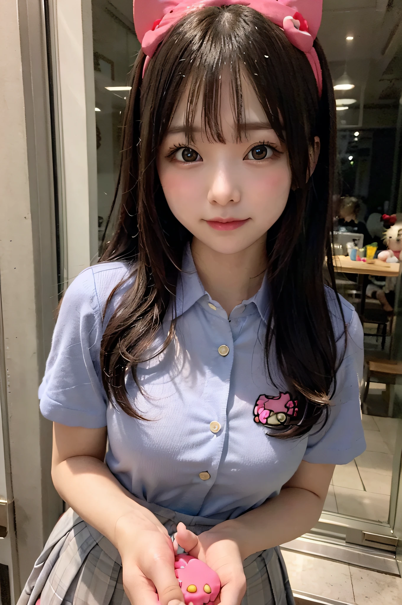 high-school uniform:1.3, (((Idol who loves Hello Kitty))),