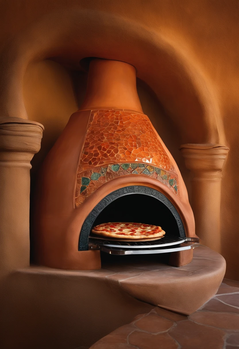 Create a Creative Antoni Gaudí Style Pizza Oven, surrealista