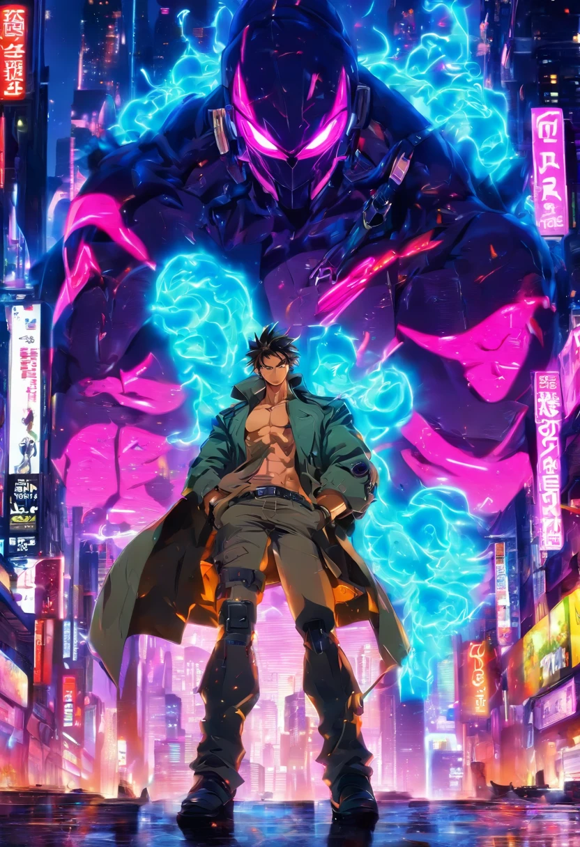 traseiro, , Bundonas, Elastic fitting, (Vista traseira do bumbum:1.4),(cores intensas:1.5),fechar para cima, arte da capa do jogo, 4k, awesome art, best quality, seios gigantescos de decote,master part, (UM MILF:1.2),(Curvy:1.3),(Erguido:1.4), (Suculento Carmelto:1.3),30 anos,Peitos Gigantes, (master part), (Realistic), (best quality), (ultra-detalhado), Amazing,Future dystopian cyborg detective, usando um trench coat de couro, There are cybernetic eyes and guns in the holster, The background is a city landscape with flashing neon lights.