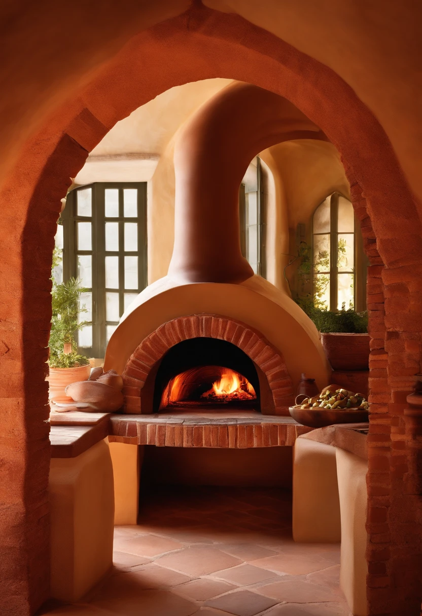 Create a trencadís-style pizza oven, ladrilhos quebrdos by Antoni Gaudí