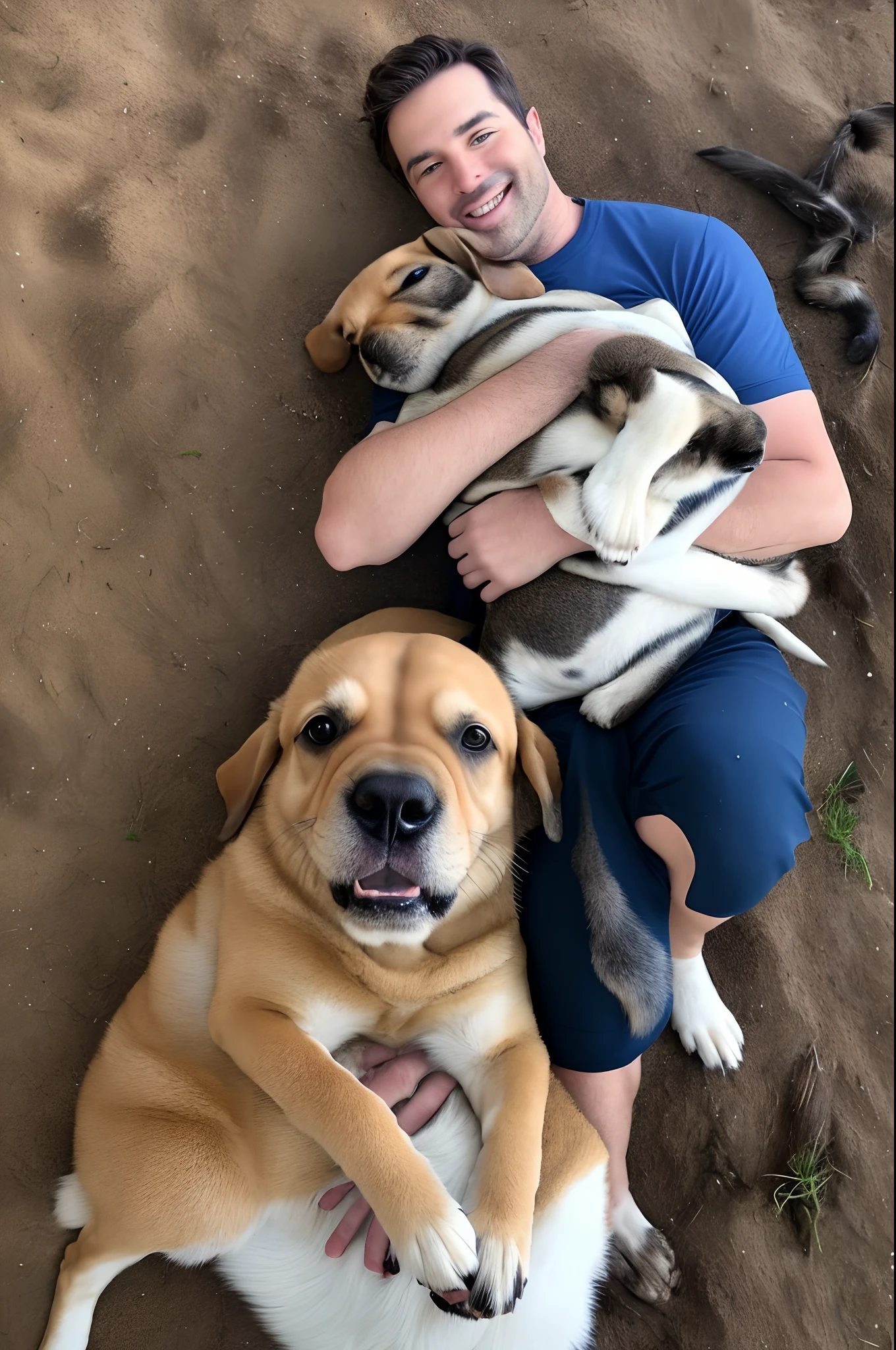 Crie uma foto de um homem com orelhas de cachorro e pernas de cavalo