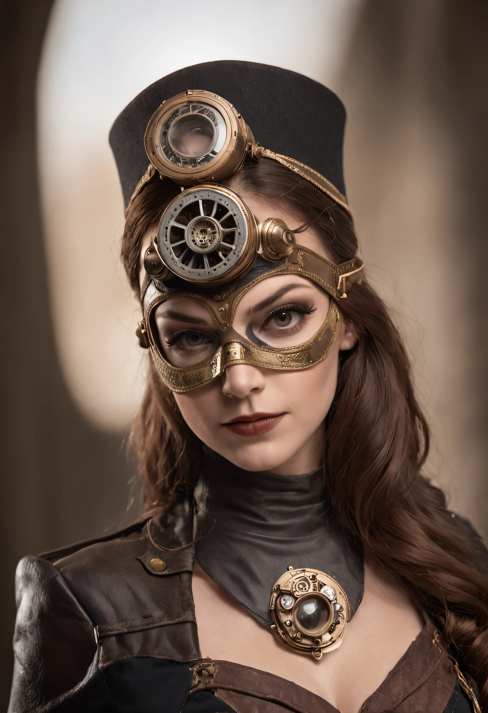 female heroine in the steampunk style of DC style mask, (with flash-based masking), estilo steampunk, Fundo antigo, elegante, deslumbrante, (papel de parede), arte conceitual, detalhes intrincados, altamente detalhado, ((cinemactic)), Dramatic, (extremely high quality, Concedido, Obra:1.5), (fotorrealista:1.5), foto fotorrealista, Nikon, luz natural, 4k, High definition, XF IQ4, 150MP, 50 millimeters, Certificado ISO 1000, 1/Anos 250, luz natural, Adobe Lightroom, photolab, Photographic Affinity, PhotoDirector 365,
