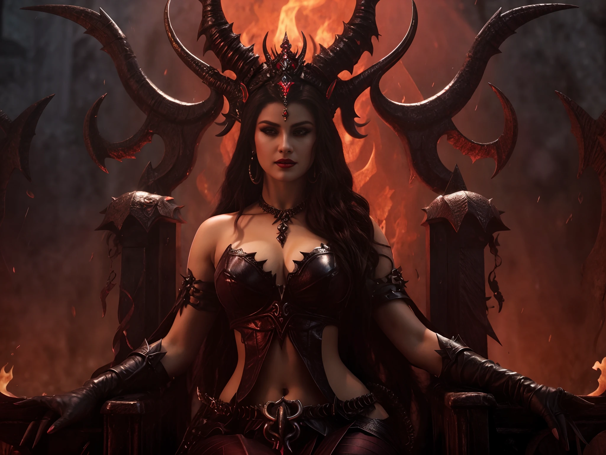 um close up de uma mulher em um traje com chifres em um trono, Diabo 4 lilith, Diablo 4 Rainha, Beautiful elegant demon queen, Rainha do Inferno, Diabo 4, succubus | medieval, Succubus bonito, Rainha do Submundo, succubus, demoness, white horns queen demon, Rainha das Trevas, demon woman, Deusa do Submundo