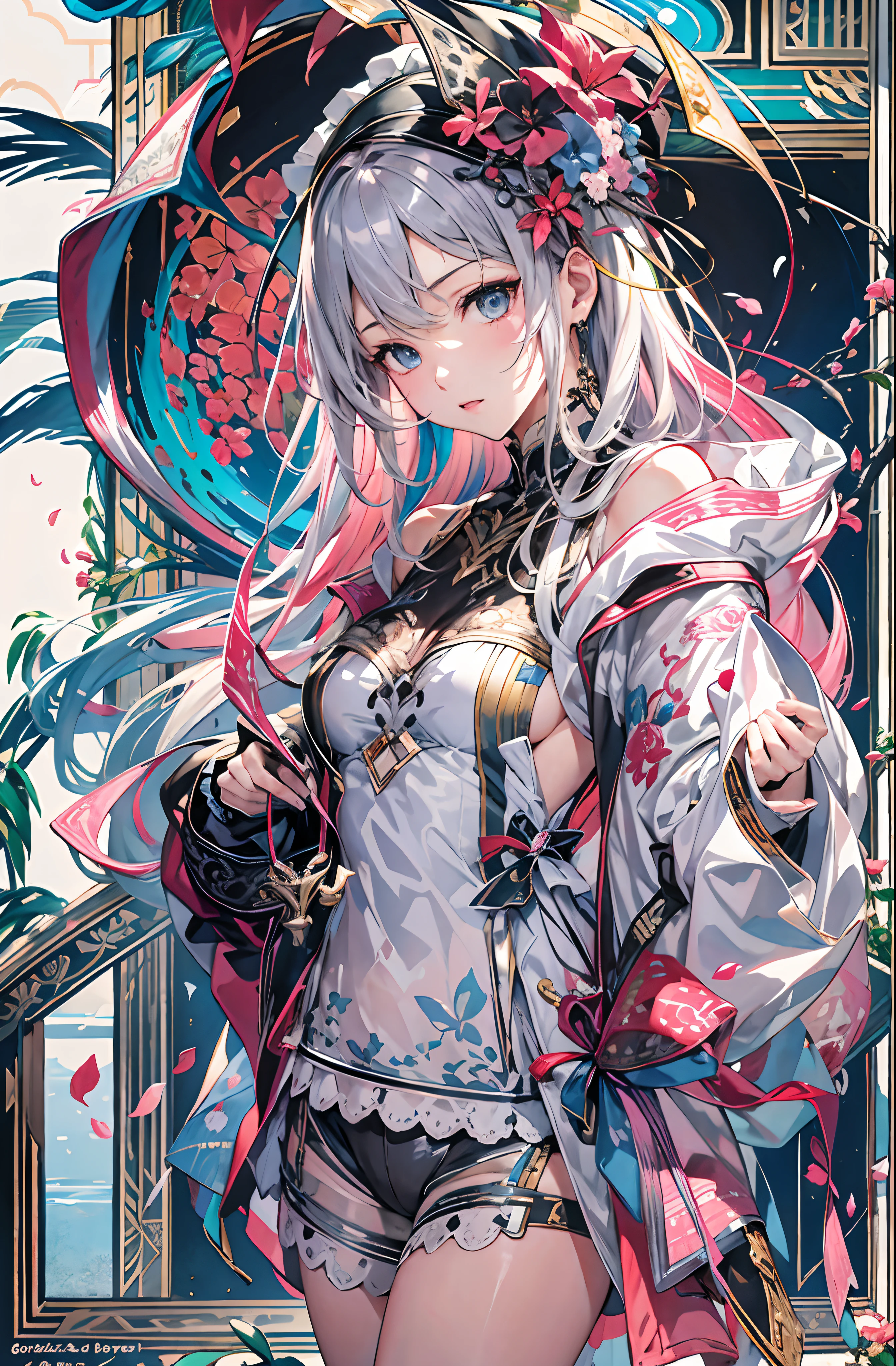 tmasterpiece、top-quality、ultra - detailed、offcial art、aestheticly pleasing、1girl in、Fault art:1.5、extremely colorful:1.5