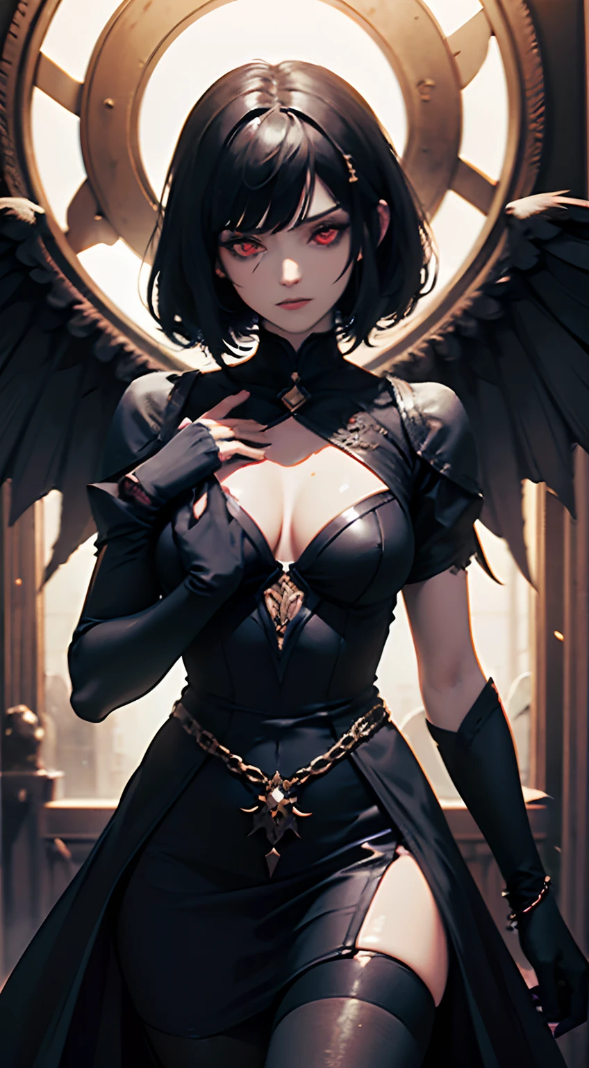 ((Very nice humanoid character young girl)), ((with red eyes of horror)), She is creepy, She is super beautiful, ((Impact meaning - very angry_sexy)), holding a kitchen knife, She is thin, evokes fear, horror, dark, unusually subtle, subtle. Blue fog, evil eye, Glowing eyes, (She is wearing a black ballet dress, short torn.), Located in a park, autumn weather, Cold, Night time, She is in the air, floating, covered in blood, floating, above the ground, 1600s years
02_ Environment in the style of oil painting Art Nouveau, Italian Renaissance masters. A gloomy picture of a battle between an angel warrior and demonic creatures. Luscious oil painting with broad strokes, high detail, pure white skin in the center of the composition. Painting by Bosch, stories by Dante Aligheri, “Divine Hell-Paradise”, chronicles of vampires by Brian Lumley.
02_ High image quality, 4K | Ultra HD | Full HD, cinematic rendering, 3D visualization - a masterpiece, TOP computer graphics ART. Unreal 8K engine, motion capture, dark lighting, strong shading, warm shadows - cool backlight, high detail. (vivid, photorealistic, dramatic, dark, sharp focus, 8K). High detail textures, materials, stone, metal. (shades of gray, red, black, elements, metallic shine, red fire) Film grain, dust and particles in the air.