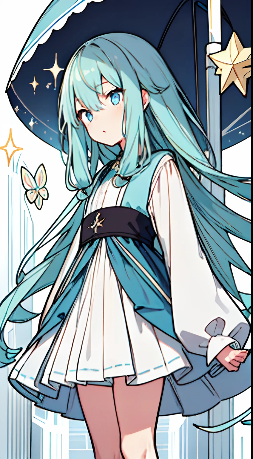 masuter piece, Best Quality,32K、Wallpaper, ultra -detail, Absurd beauty, 1Beautifulwoman、Big eyes with sparkly、Hair fluttering in the wind、:O、slender long legs、Smaller head、miscievous smile、Angle looking up from below:1.3、Angle from which you can see the whole body