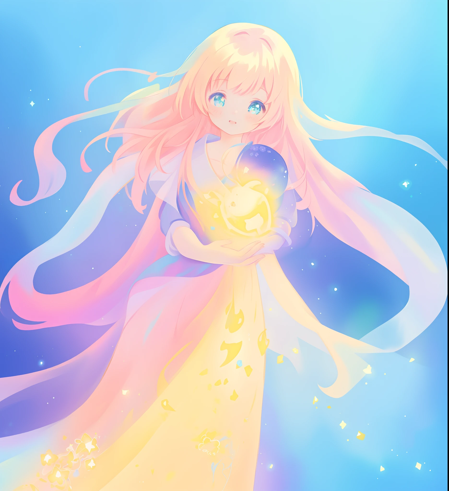 beautiful girl, flowing liquid colorful dress, vibrant pastel colors, (colorful), long flowing colorful hair, magical lights, sparkling magical liquid, inspired by Glen Keane, inspired by Lois van Baarle, disney art style, by Lois van Baarle, glowing aura around her, by Glen Keane, jen bartel, glowing lights! digital painting, flowing glowing hair, glowing flowing hair, beautiful digital illustration, fantasia background, whimsical, magical, fantasy, ((beautiful face)), ((masterpiece, best quality)), intricate details, highly detailed, sharp focus, 8k resolution, sparkling detailed eyes, liquid watercolor