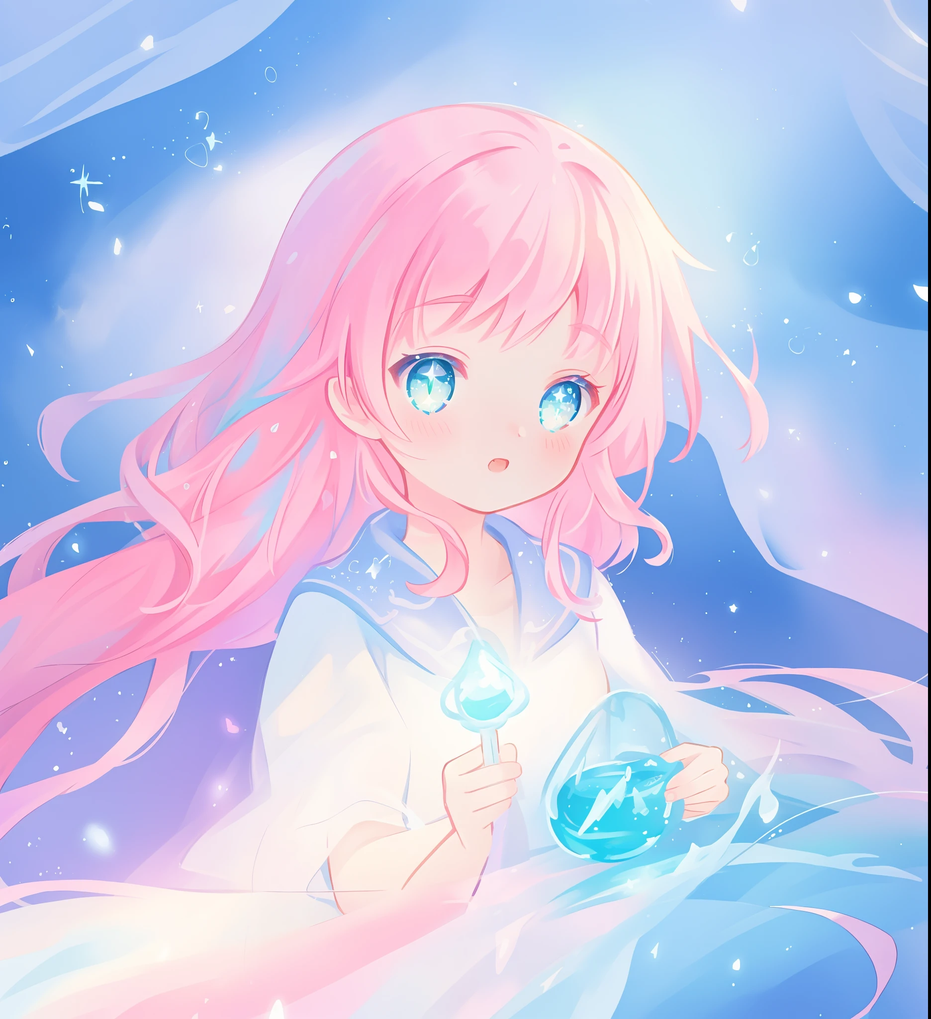 beautiful girl, flowing colorful dress, vibrant pastel colors, (colorful), long flowing colorful hair, magical lights, sparkling magical liquid, inspired by Glen Keane, inspired by Lois van Baarle, disney art style, by Lois van Baarle, glowing aura around her, by Glen Keane, jen bartel, glowing lights! digital painting, flowing glowing hair, glowing flowing hair, beautiful digital illustration, fantasia background, whimsical, magical, fantasy, ((beautiful face)), ((masterpiece, best quality)), intricate details, highly detailed, sharp focus, 8k resolution, sparkling detailed eyes, liquid watercolor