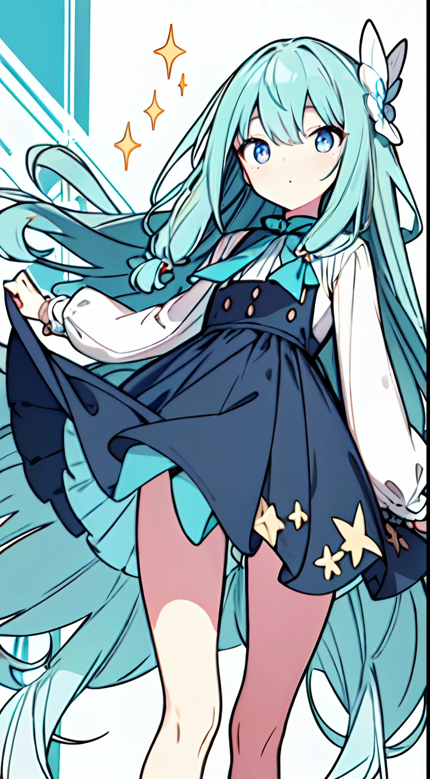 masuter piece, Best Quality,32K、Wallpaper, ultra -detail, Absurd beauty, 1Beautifulwoman、Big eyes with sparkly、Hair fluttering in the wind、:O、slender long legs、Smaller head、miscievous smile、Angle looking up from below:1.3、Angle from which you can see the whole body