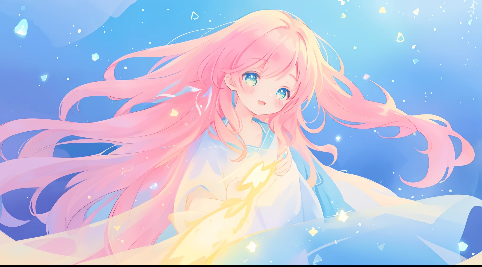 beautiful girl, flowing colorful dress, vibrant pastel colors, (colorful), long flowing colorful hair, magical lights, sparkling magical liquid, inspired by Glen Keane, inspired by Lois van Baarle, disney art style, by Lois van Baarle, glowing aura around her, by Glen Keane, jen bartel, glowing lights! digital painting, flowing glowing hair, glowing flowing hair, beautiful digital illustration, fantasia background, whimsical, magical, fantasy, ((masterpiece, best quality)), intricate details, highly detailed, sharp focus, 8k resolution, sparkling detailed eyes, liquid watercolor