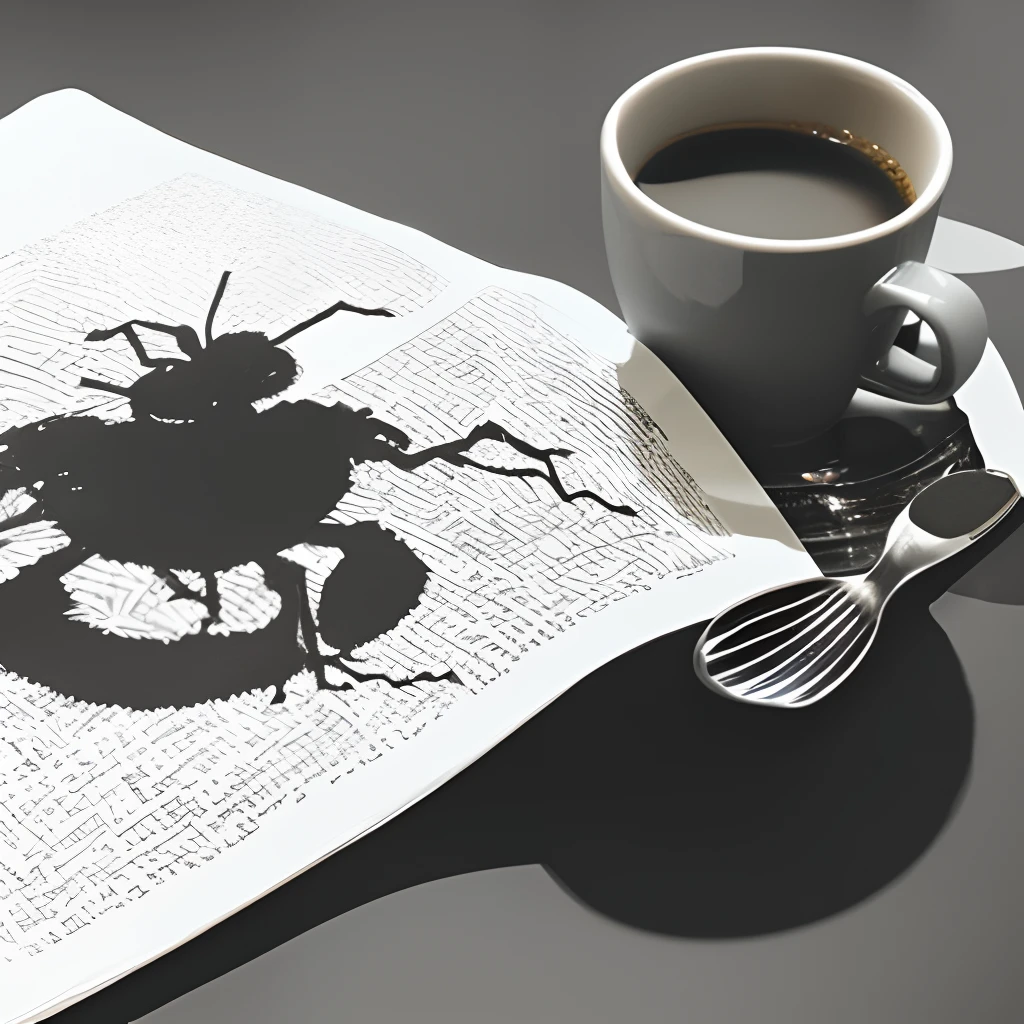 Ant drinking coffee