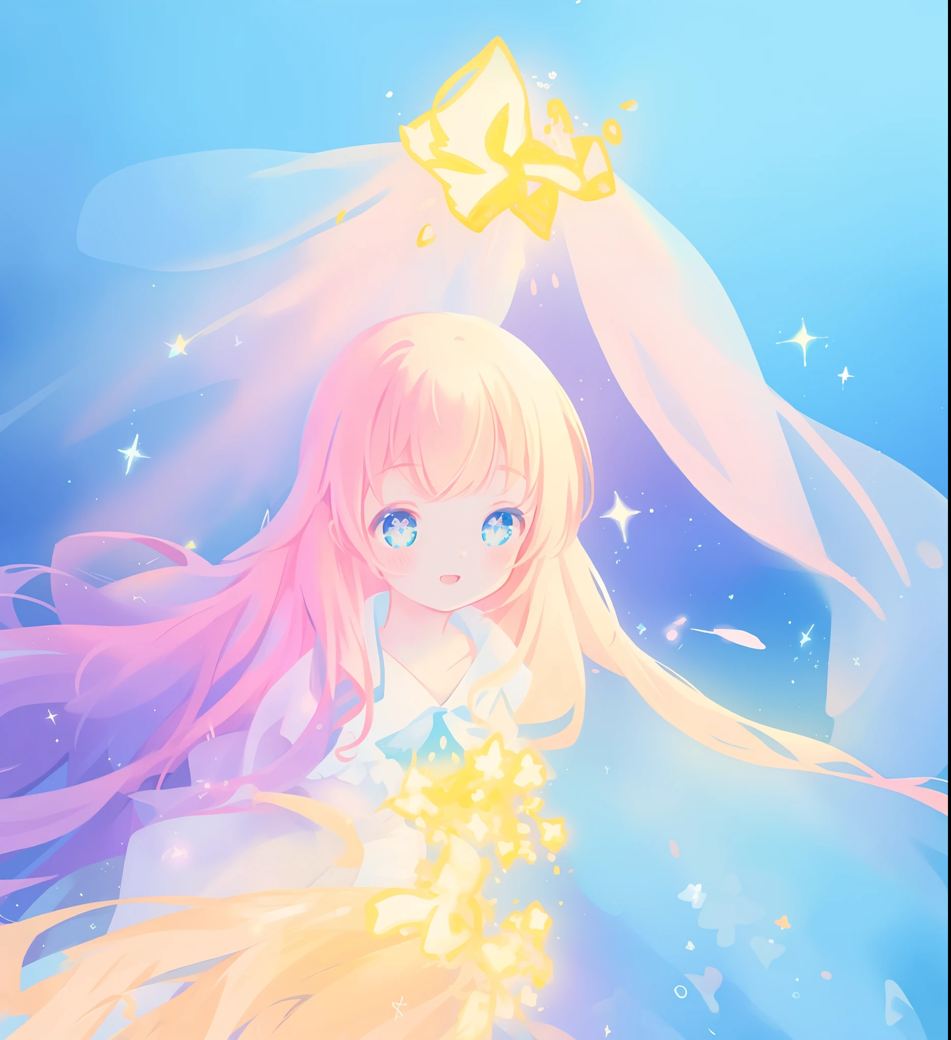beautiful girl, flowing liquid colorful dress, vibrant pastel colors, (colorful), long flowing colorful hair, magical lights, sparkling magical liquid, inspired by Glen Keane, inspired by Lois van Baarle, disney art style, by Lois van Baarle, glowing aura around her, by Glen Keane, jen bartel, glowing lights! digital painting, flowing glowing hair, glowing flowing hair, beautiful digital illustration, fantasia background, whimsical, magical, fantasy, ((beautiful face)), ((masterpiece, best quality)), intricate details, highly detailed, sharp focus, 8k resolution, sparkling detailed eyes, liquid watercolor