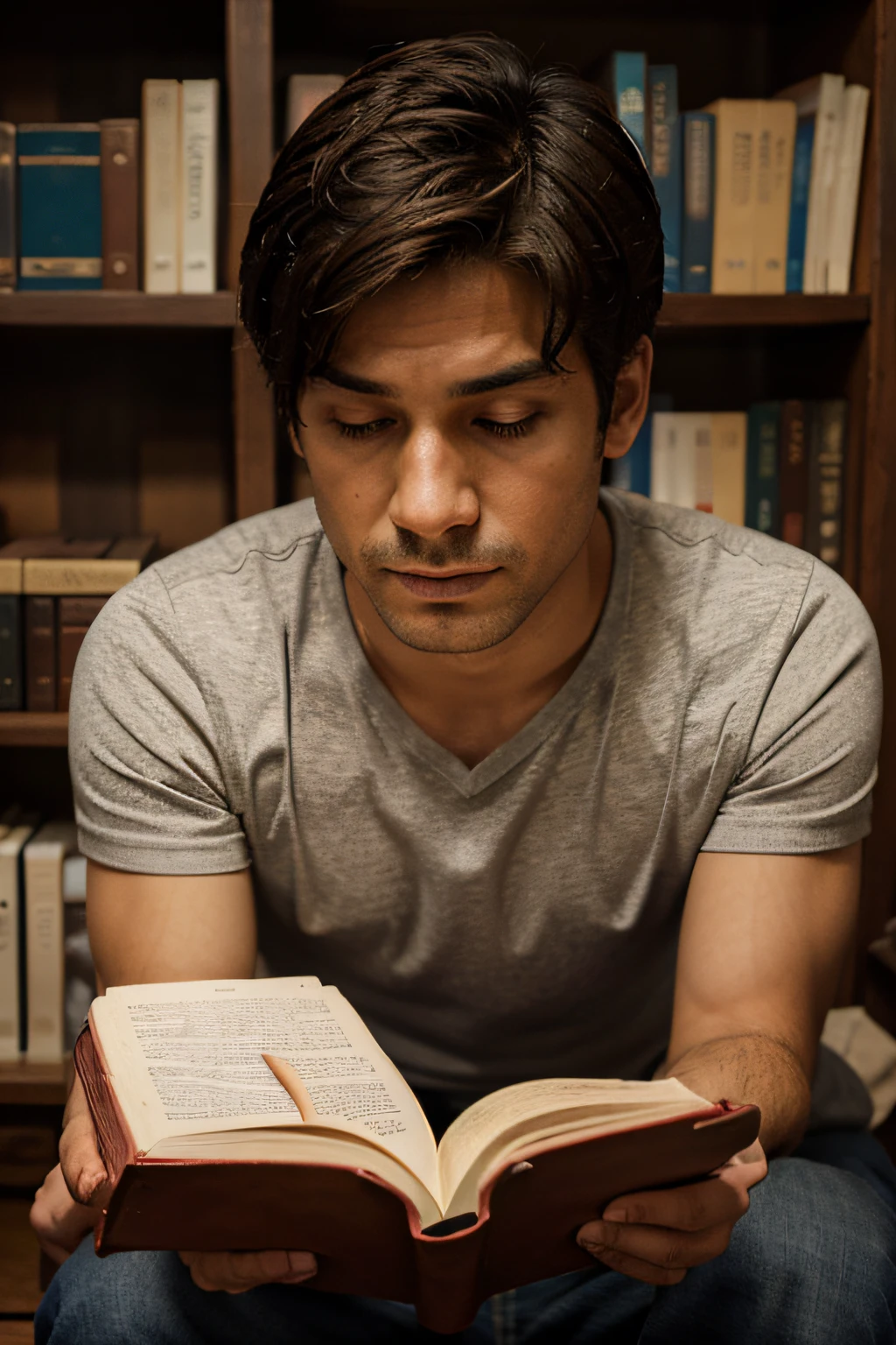 um homem lendo a biblia