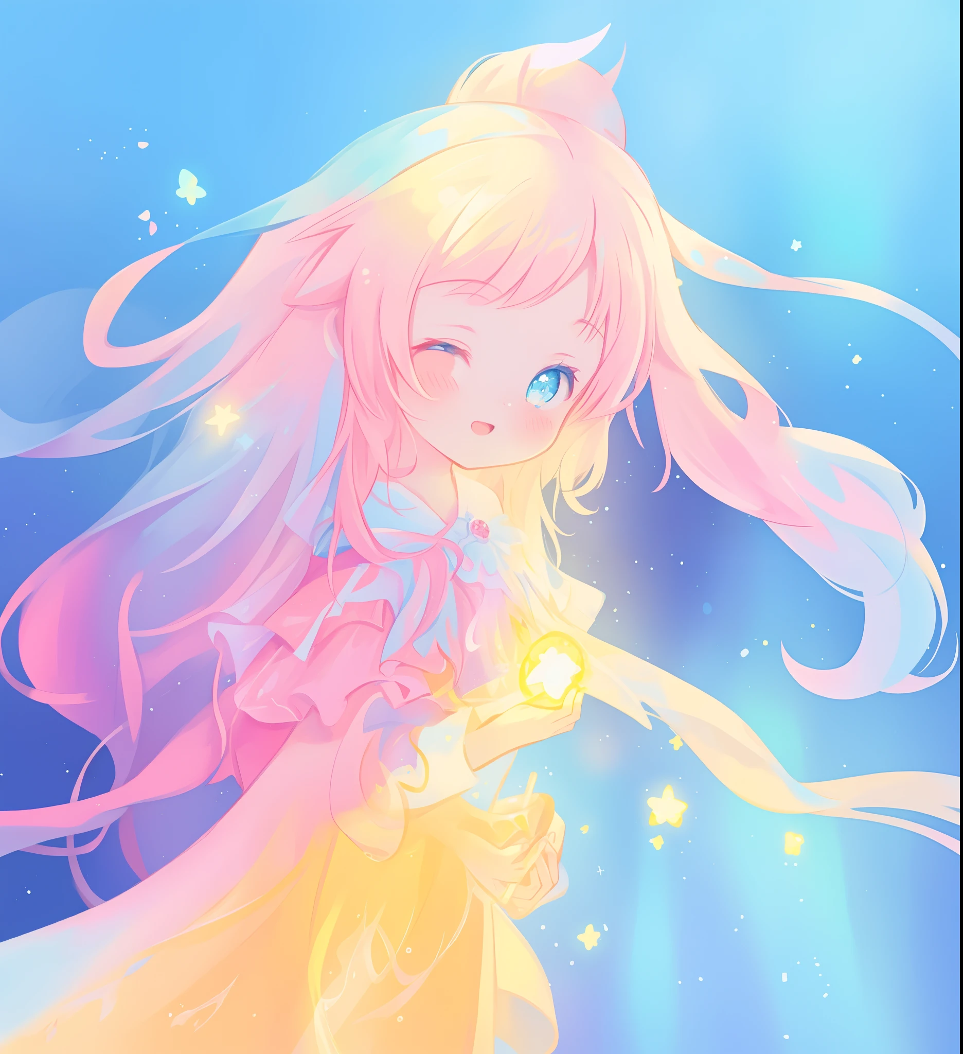 beautiful girl, flowing liquid colorful dress, vibrant pastel colors, (colorful), long flowing colorful hair, magical lights, sparkling magical liquid, inspired by Glen Keane, inspired by Lois van Baarle, disney art style, by Lois van Baarle, glowing aura around her, by Glen Keane, jen bartel, glowing lights! digital painting, flowing glowing hair, glowing flowing hair, beautiful digital illustration, fantasia background, whimsical, magical, fantasy, ((beautiful face)), ((masterpiece, best quality)), intricate details, highly detailed, sharp focus, 8k resolution, sparkling detailed eyes, liquid watercolor