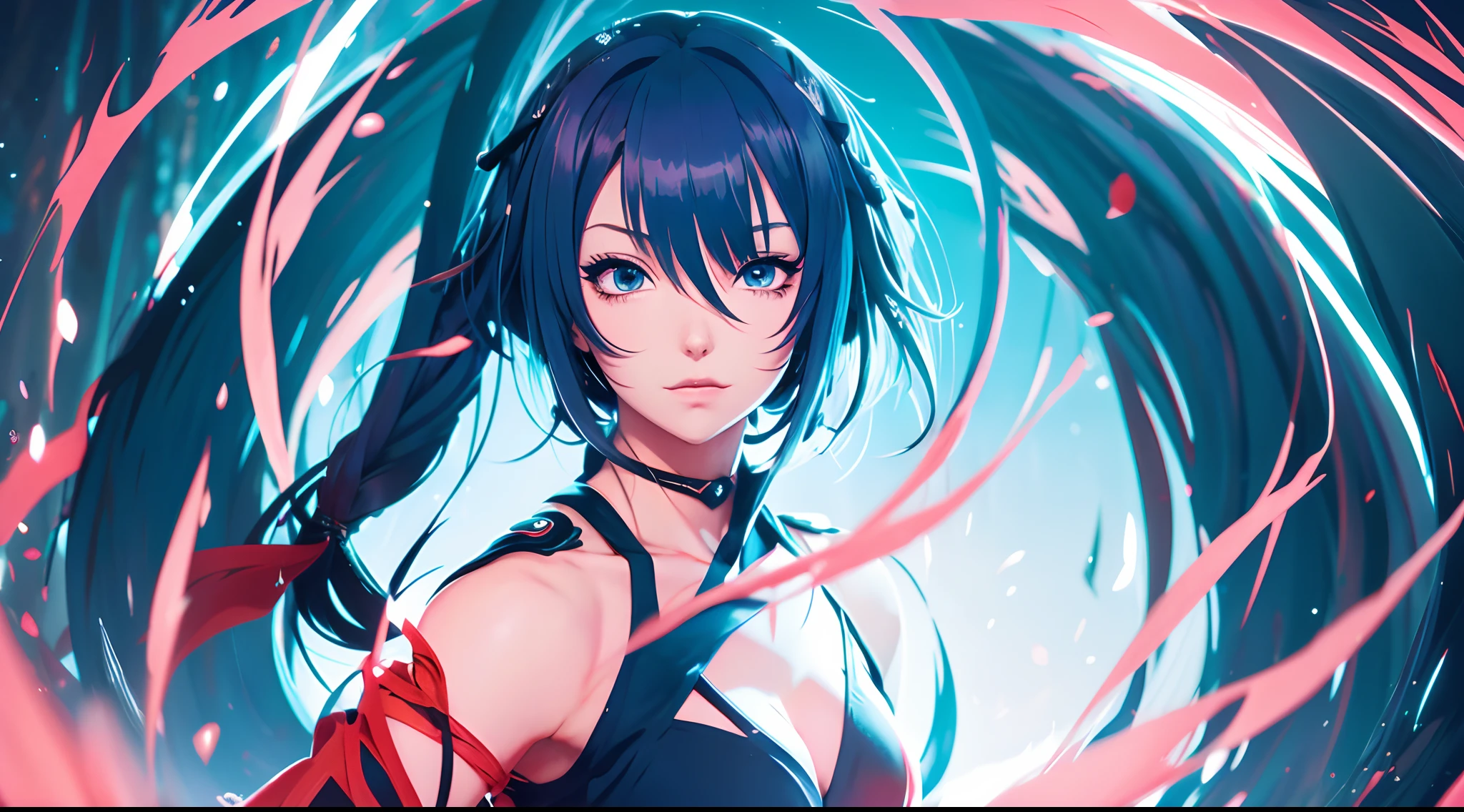 melhor qualidade, papel de parede 4K, obra-prima, extremamente detalhado CG unidade de papel de parede 8k, olhos extremamente detalhados, ultra-detalhado, detalhes intrincados, 1girl, estilo de arte retro, estilo de arte neon_pop, Amazon Rainforest,lago,peixes , water, sereia,sem pernas,calda de sereia,pele_negra, tatuagens tribais, cabelo preto, cabelo longo,calda nua, barriga nua, brassier, ombros nuos, bare arms,calda azul,