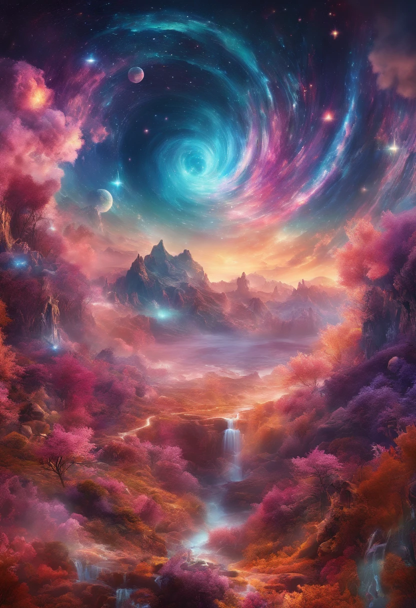 (best quality,8k,highres,masterpiece:1.2),ultra-detailed,(realistic,photorealistic,photo-realistic:1.37),fascinating scenery,energetic,awe-inspiring,cosmic energy, Magical