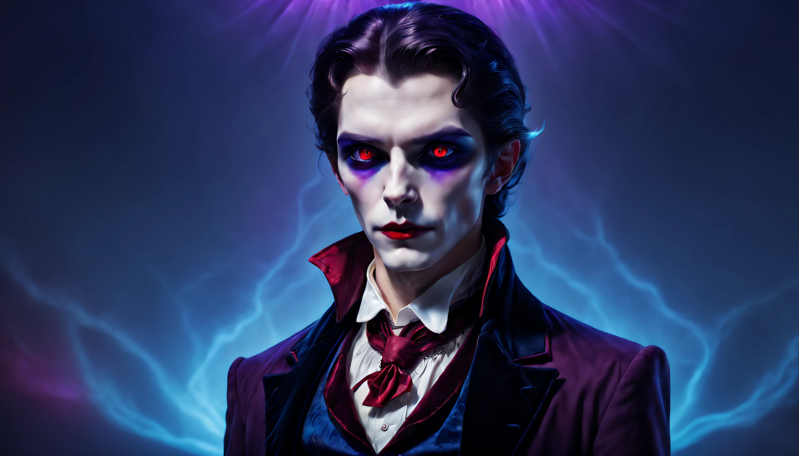 A mysterious vampire character with introspective thoughts, gentle demeanor, and a touch of melancholy. Immaculately dressed and gazing into the horizon. Captured in a subtle vintage style with refined shades of blue, purple, and red lighting.
DonMV01dfm4g1c3XL