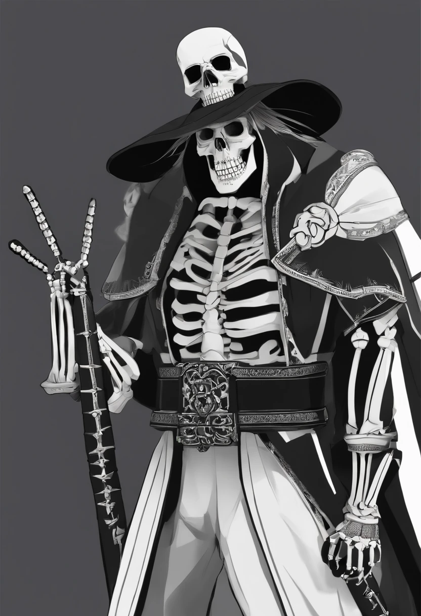 ((raw photo)), ((masterpiece)), anthropomorphic humanoid SkullReaper wearing black robe and wizard hat, intricate detail, futobot, intricate Greebles pieces, monochrome, bald, background rocks, violet eyes, fragmented skin, cracked skin, skull, 1boy, ceramic style