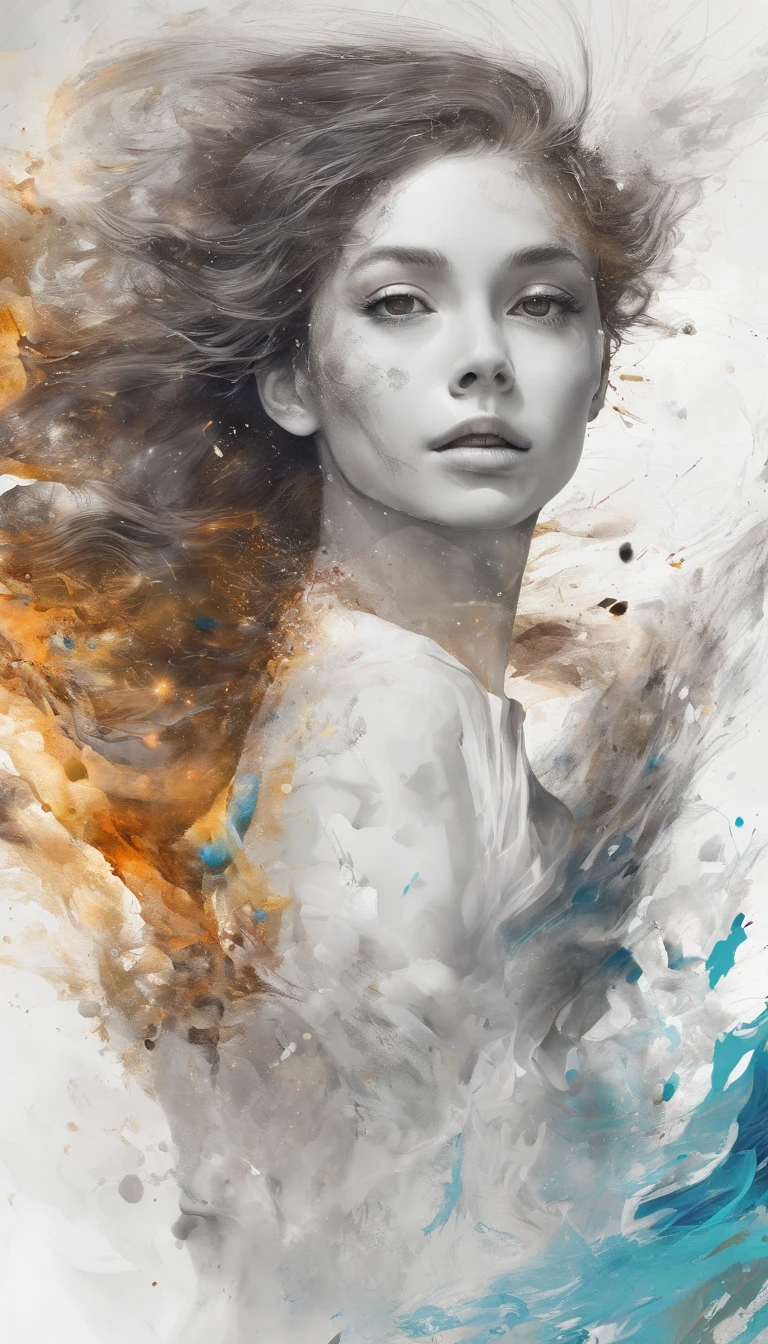 Perfect centralization, Fantastic particles, delight, Standing position, Abstract beauty, centre, Looking at the camera, Facing the camera, nearing perfection, Dynamic, highly detailed, Liso, foco nítido, 8K, A high resolution, illustration, Art by Carne Griffiths and Wadim Kashin, A background with distinct strokes, Background with fragment color, tons vívídos, Ink nebula background, 17 year old boy, olhos cor de mel, brunette color hair,musculature, The shape of the athletic physique, extremely detaile,Dissipate particles