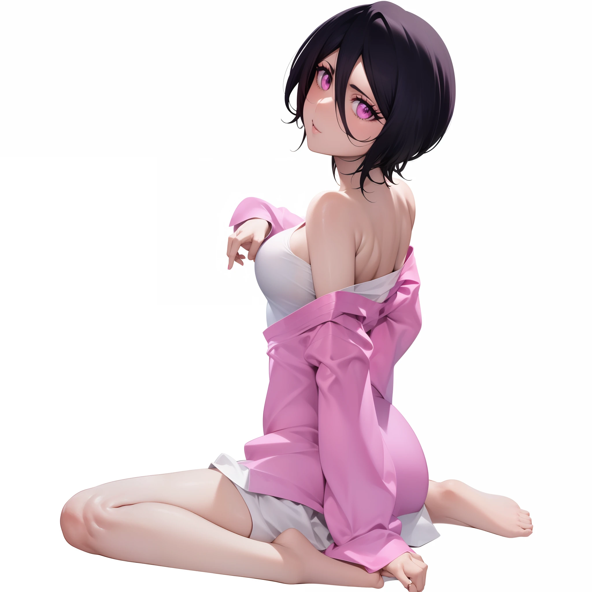 a close up of a figure of a woman in a pink outfit, ( highly detailed figure ), pop up parade figure, kotegawa yui, the anime girl is crouching, mayuri shiina, anime pose, relaxed pose, sui ishida with black hair, seductive anime girl, various pose, beautiful anime girl squatting, rin, casual pose, desperate pose