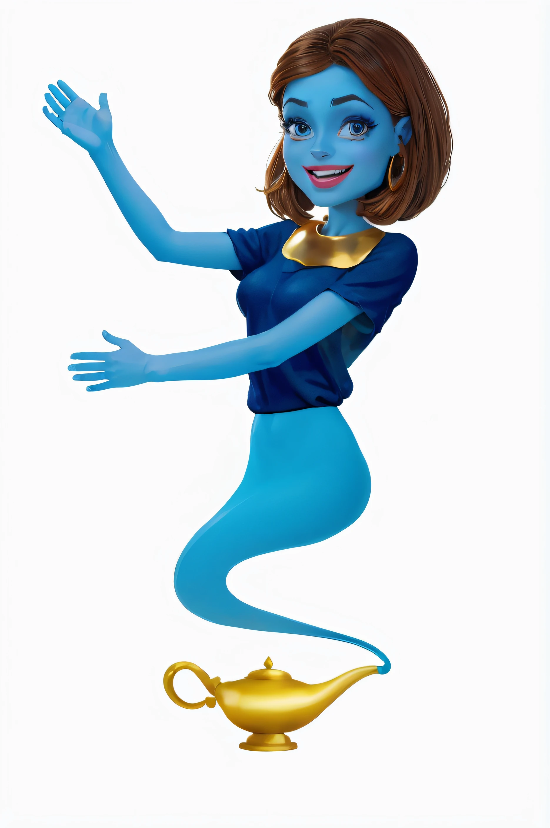 Cartoon girl in blue dress with genie lamp, Hermosa chica genio, genio, aesthetic!!!!!! Genio femenino, Djinn azul, gesto de pose serpentina, Pose serpentina, djinn human hybrid, Lamia, official illustration, Render oficial, Representado como un personaje de Pixar, Aladdin, Personaje de Disney, Djinn, colored illustration, Princess Jasmine, Renderizado de Disney, asian female water elemental