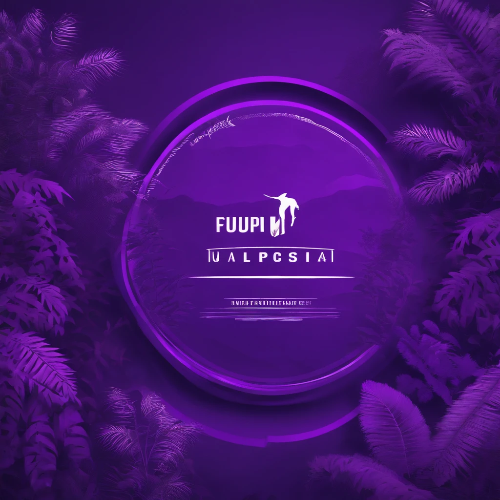 create a wallpaper using the Logotype of the Multisporte website in purple color, com ciclsta em uma floresta.