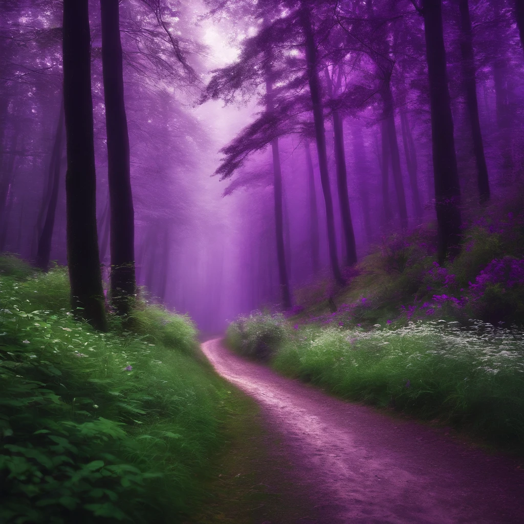 create a wallpaper using the Logotype of the Multisporte website in purple color, com ciclsta em uma floresta.