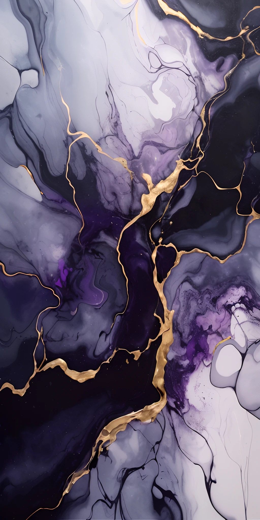 purple abstract marble texture with gold highlights , in the style of dark gray and dark black, fluid