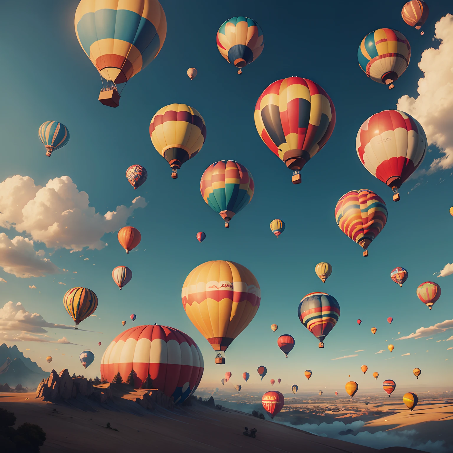 hot air balloons, viewing the ground from the atmosphere