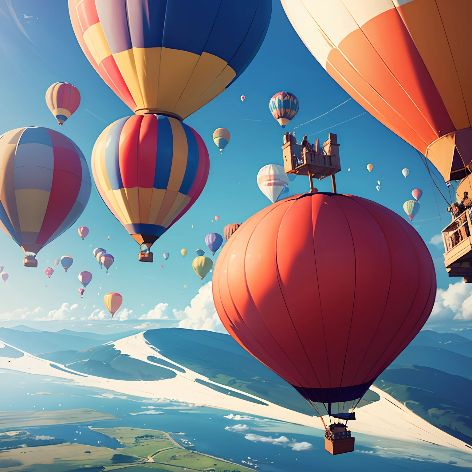 hot air balloons, viewing the ground from the atmosphere
