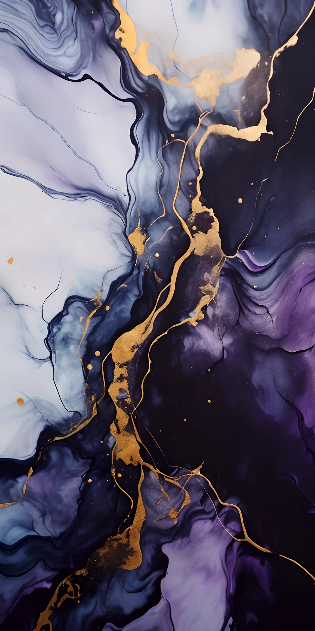 purple abstract marble texture with gold highlights , in the style of dark gray and dark black, fluid