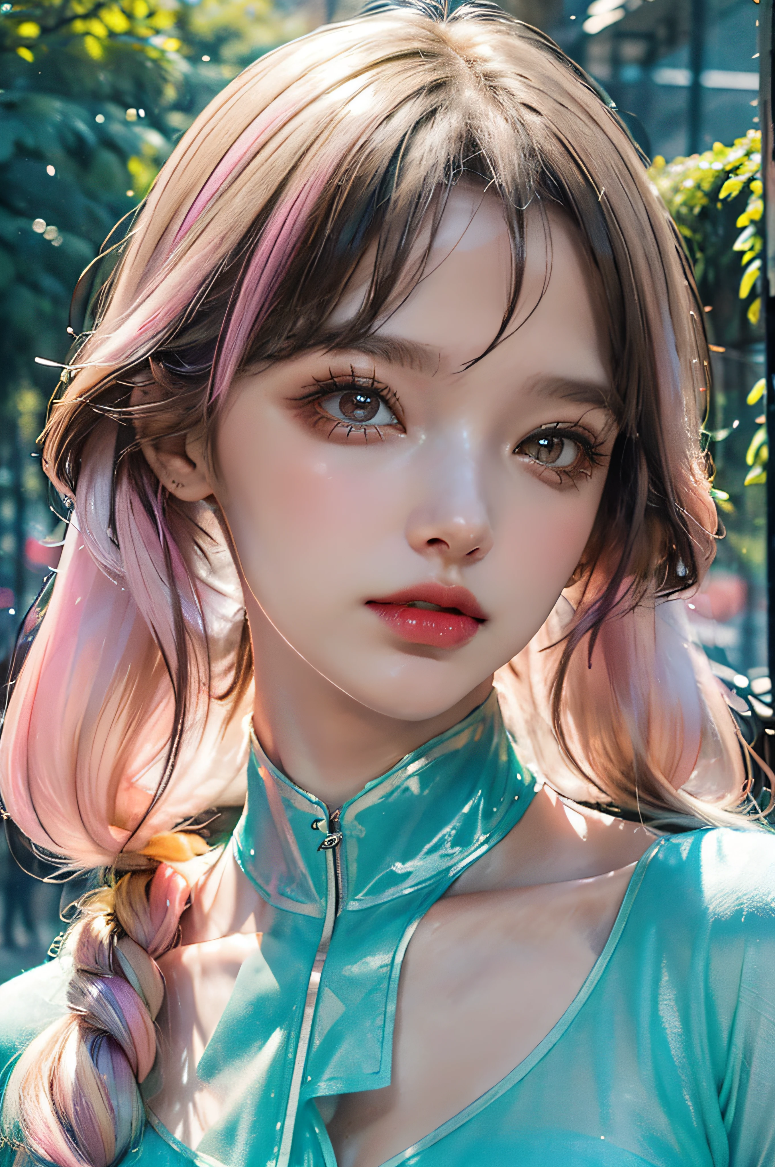 (fluorescent colors:1.4),(translucent:1.4),(retro filters:1.4), (fantasy:1.4), candy world Disney land ethereal soft fluffy soft landscape forest snowavatar Pastel pink sky green blue sparkle ethereal light pastel whimsical light rainbow stars diamonds sparkle gemstone background hyper realistic Ultra quality cinematic lighting immense detail Full hd painting Well lit,diagonal bangs,
collared dress,on side
masterpiece, best quality,realskin,(portrait:1.5), 1girl, blunt bangs, long hair