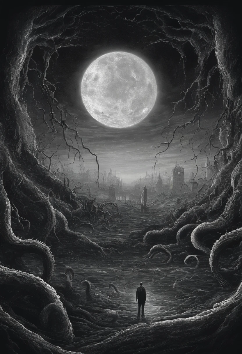 There is a planet in the middle, Tentacles of the universe, Lovecraft inspiration, Lovecraft's Cosmic Fear, Lovecraft's Hellscape, Fantasy and space horror films, Lovecraft-inspired atmosphere, lovecraftian, Planet in open space, No people