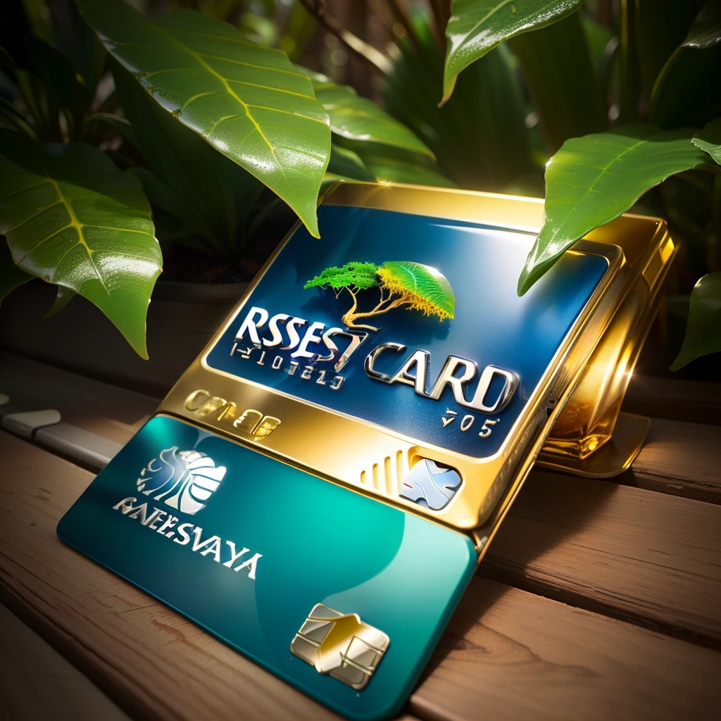 A credit card with a rainforest cafe theme